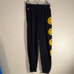 Aviator Nation black smiley joggers size xs